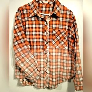 Orange Vintage bleached Flannel with sunflower sublimation